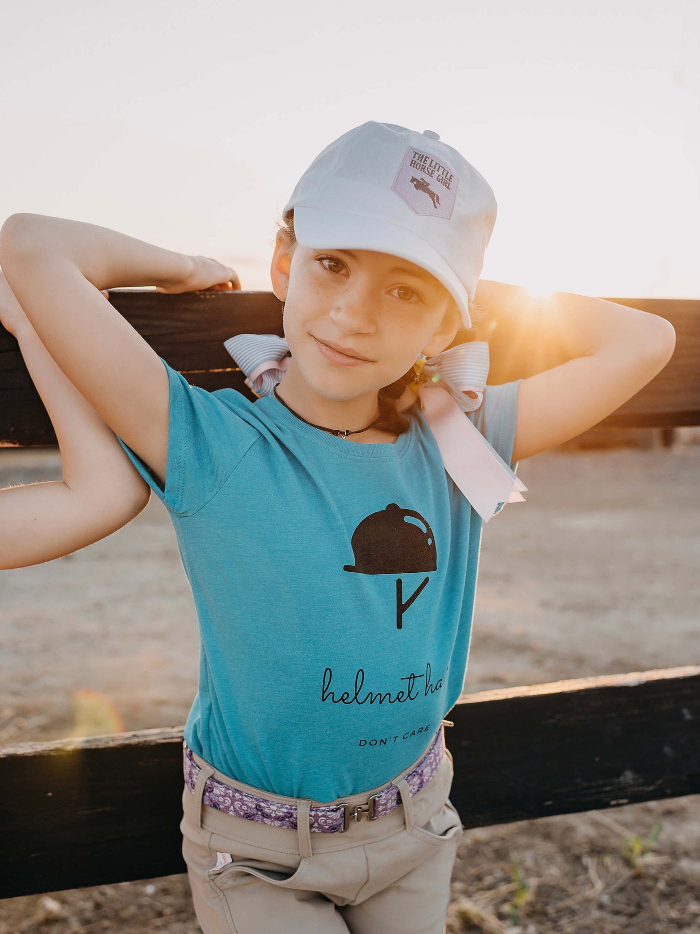 Helmet Hair Don't Care Teal T Shirt