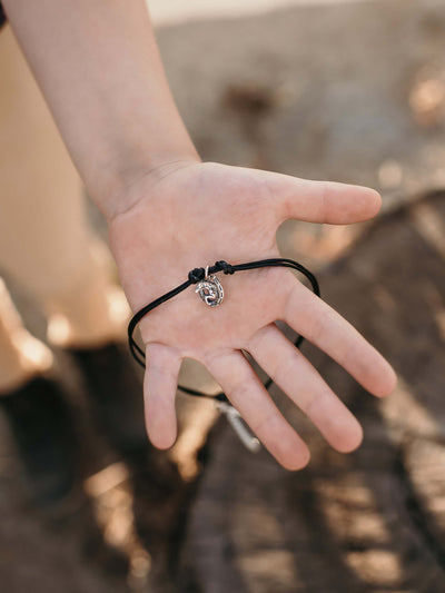 Leather Choker, Black with Jumping Horse Charm