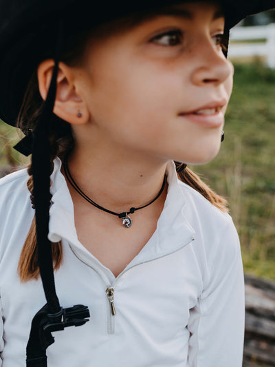 Leather Choker, Black with Jumping Horse Charm