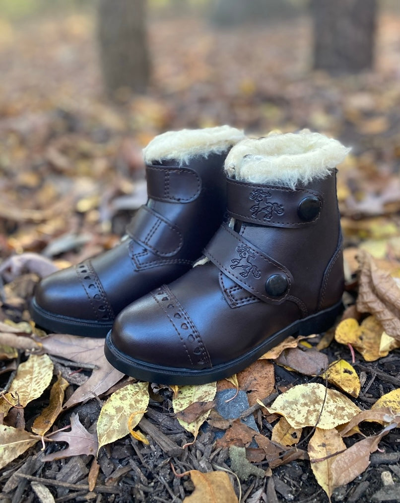 Belle & Bow Fleece-Lined, Winter Paddock Boots, Brown, Little Kids Sizes 6 - 12